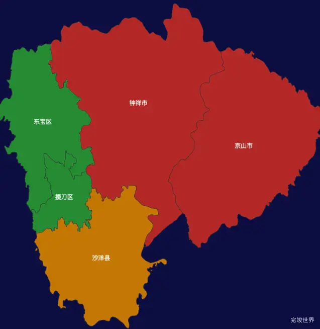 echarts荆门市地区地图geoJson数据